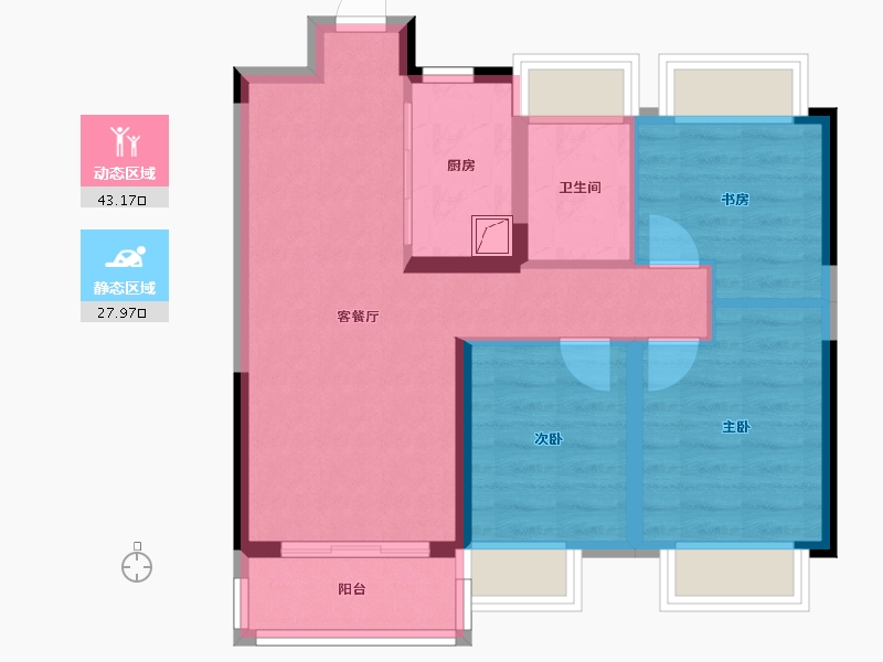 湖北省-武汉市-武汉城建·融创水韵长洲-62.62-户型库-动静分区