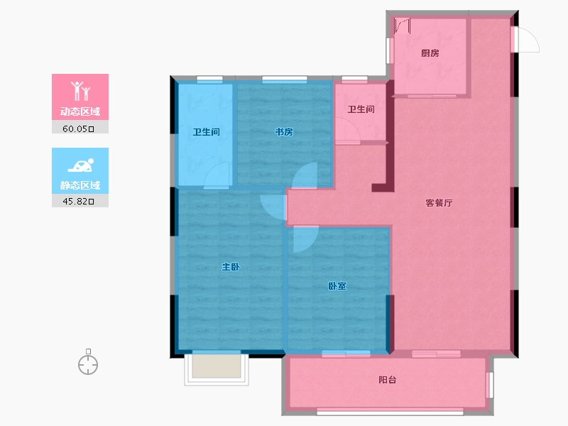 湖北省-武汉市-宝业星毓府-95.83-户型库-动静分区