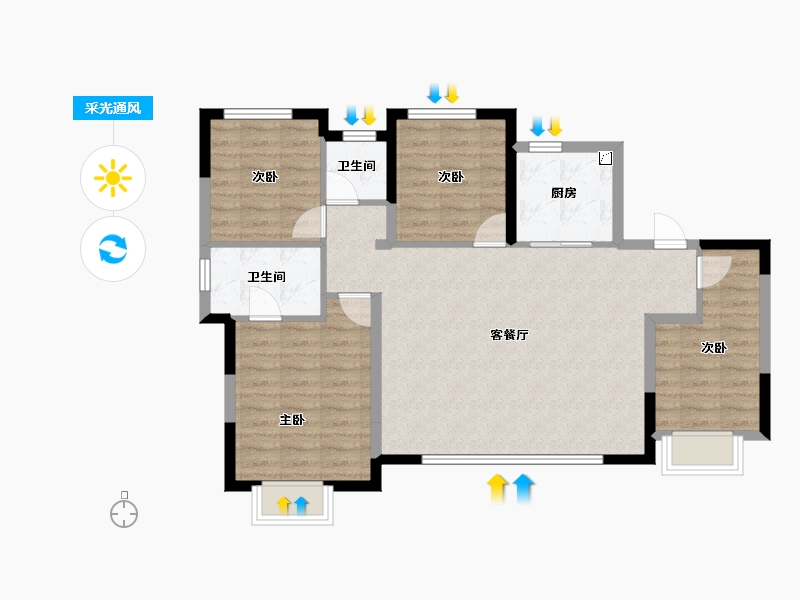 陕西省-咸阳市-绿地智创金融城-89.01-户型库-采光通风