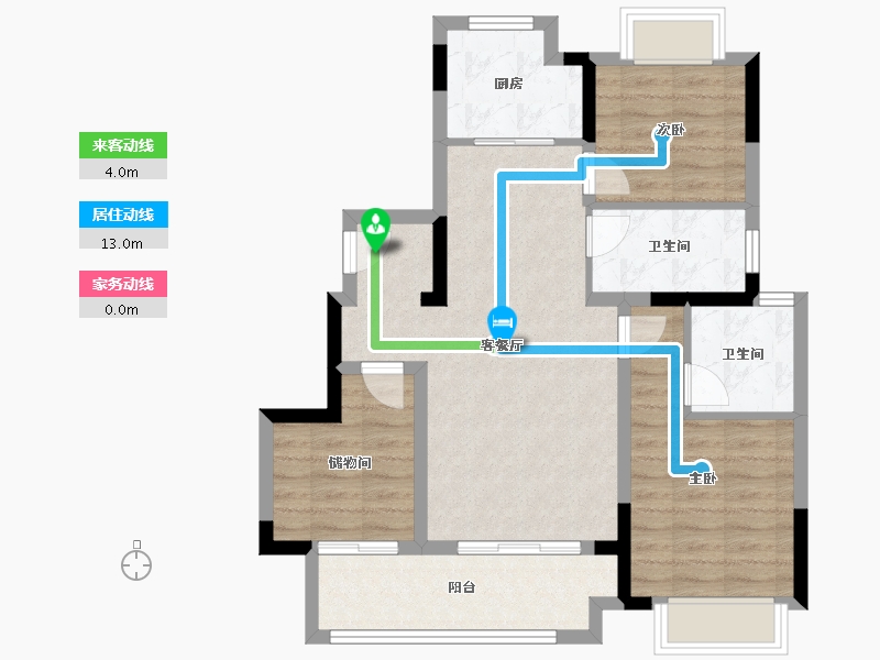 湖北省-武汉市-武汉城建·融创水韵长洲-76.93-户型库-动静线