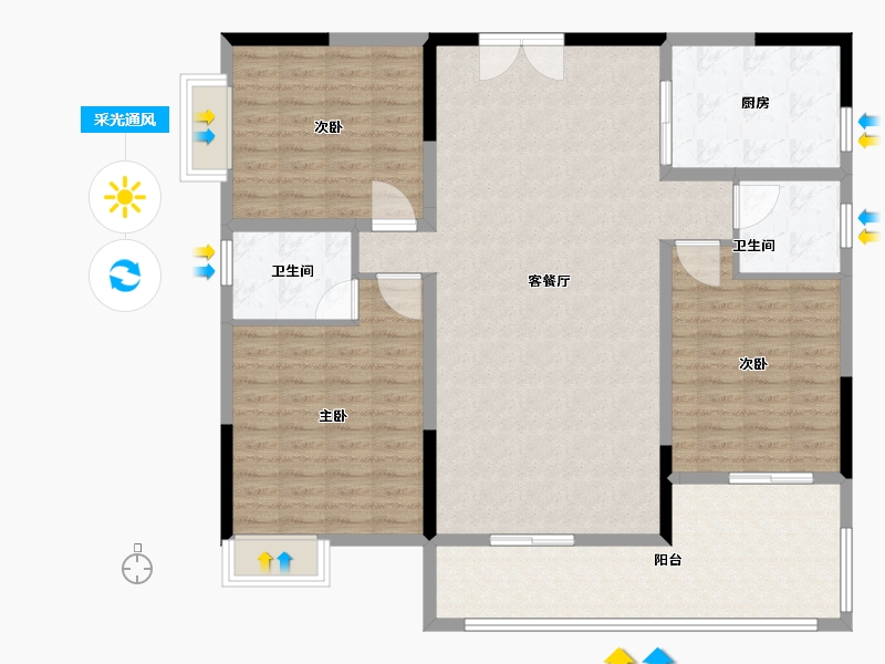 湖南省-邵阳市-富康鑫城-135.00-户型库-采光通风