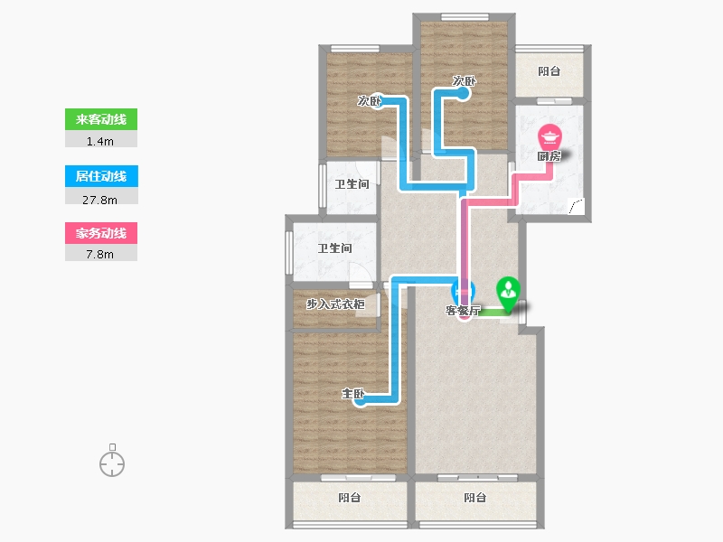 河南省-三门峡市-滨溪花园-120.00-户型库-动静线