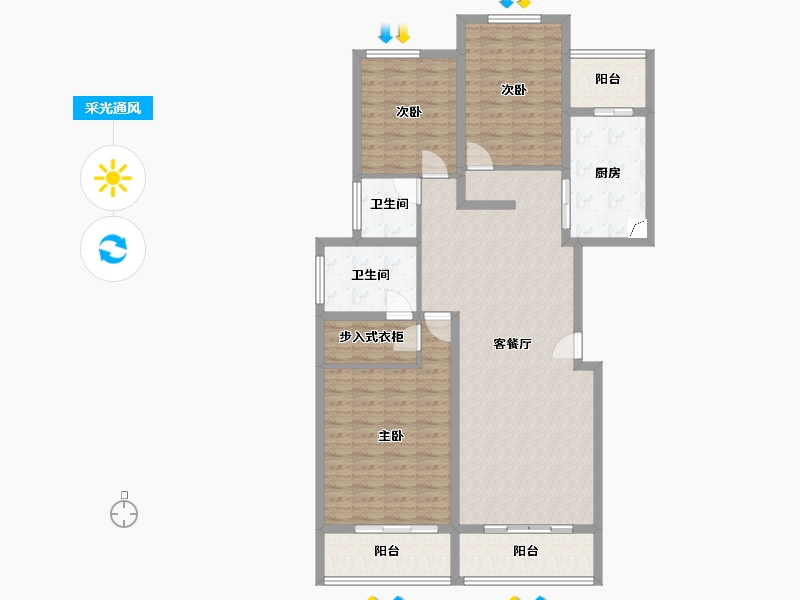 河南省-三门峡市-滨溪花园-120.00-户型库-采光通风