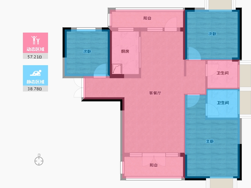 湖北省-武汉市-德雅国际城-85.04-户型库-动静分区