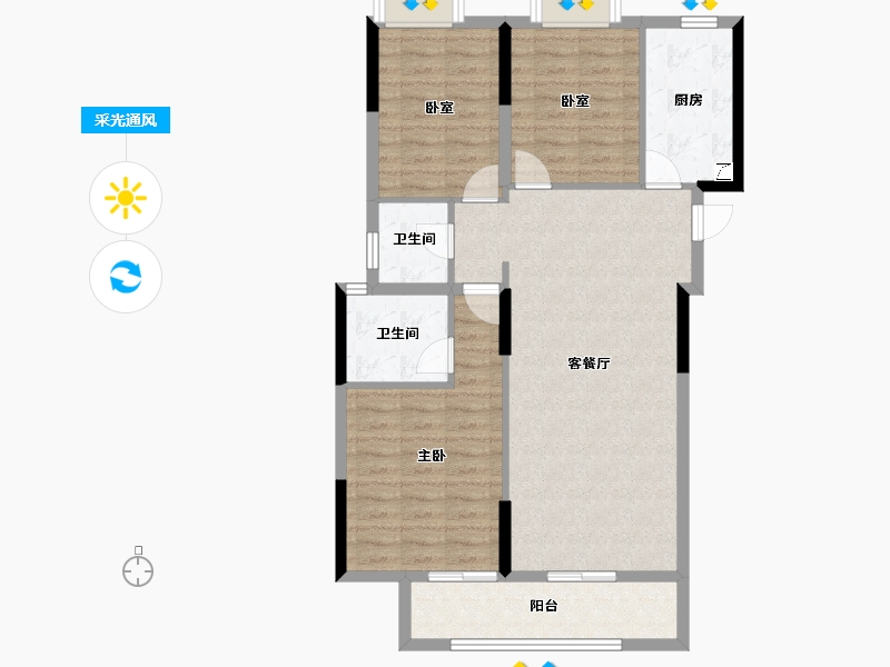 湖北省-武汉市-宝业星毓府-91.18-户型库-采光通风