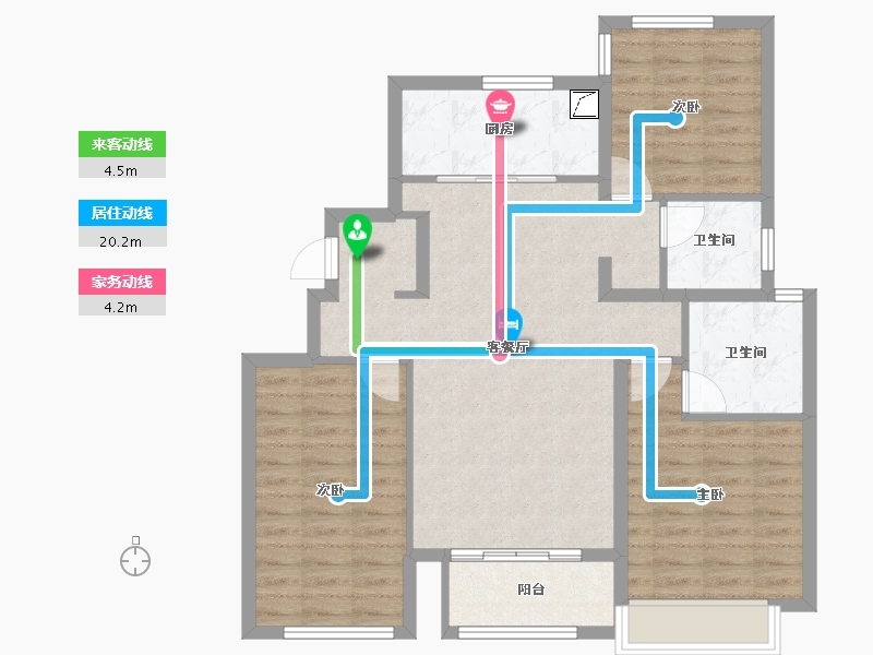 山东省-烟台市-万科翡翠长安-90.00-户型库-动静线