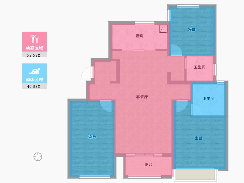 山东省-烟台市-万科翡翠长安-90.00-户型库-动静分区