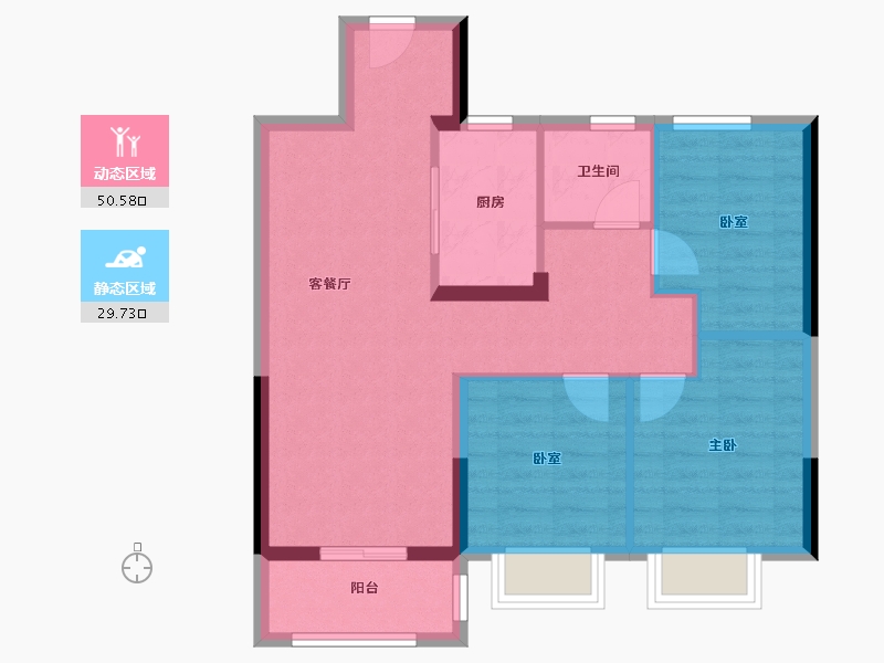 湖北省-武汉市-孔雀城航天府-72.00-户型库-动静分区