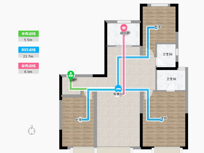 陕西省-西安市-华润置地紫云府-104.68-户型库-动静线