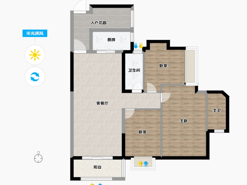 广东省-佛山市-东湖洲豪园-107.45-户型库-采光通风