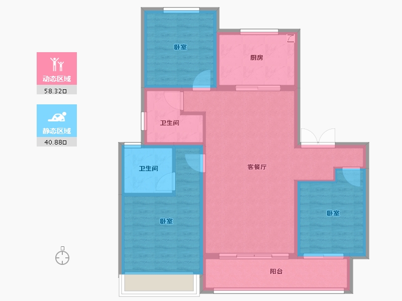 山东省-潍坊市-中梁新嘉拾光悦-88.81-户型库-动静分区