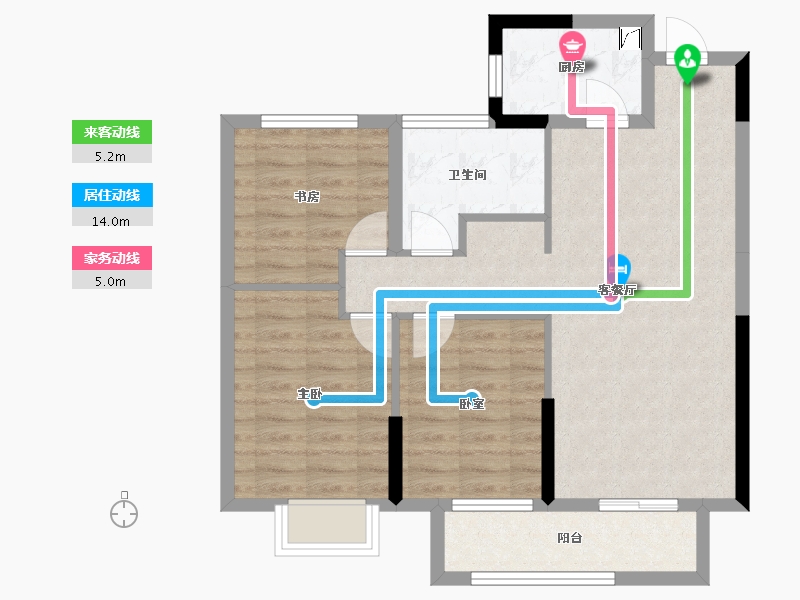 湖北省-武汉市-宝业星毓府-76.80-户型库-动静线