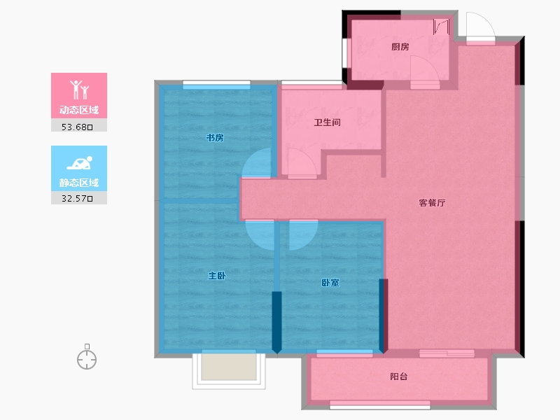 湖北省-武汉市-宝业星毓府-76.80-户型库-动静分区