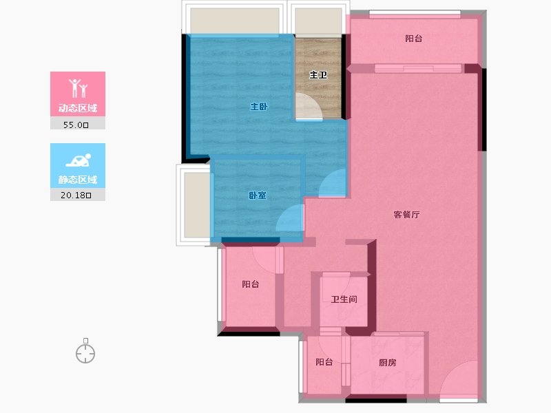 广东省-佛山市-乐翠轩-69.60-户型库-动静分区