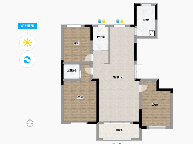 江苏省-连云港市-明珠书香苑-105.00-户型库-采光通风