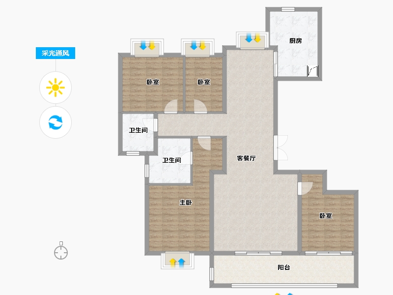 湖北省-武汉市-​融创中心武汉壹号院-138.03-户型库-采光通风