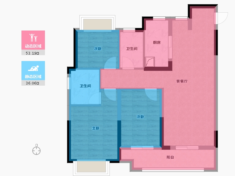 湖北省-武汉市-武汉城建·融创水韵长洲-78.96-户型库-动静分区