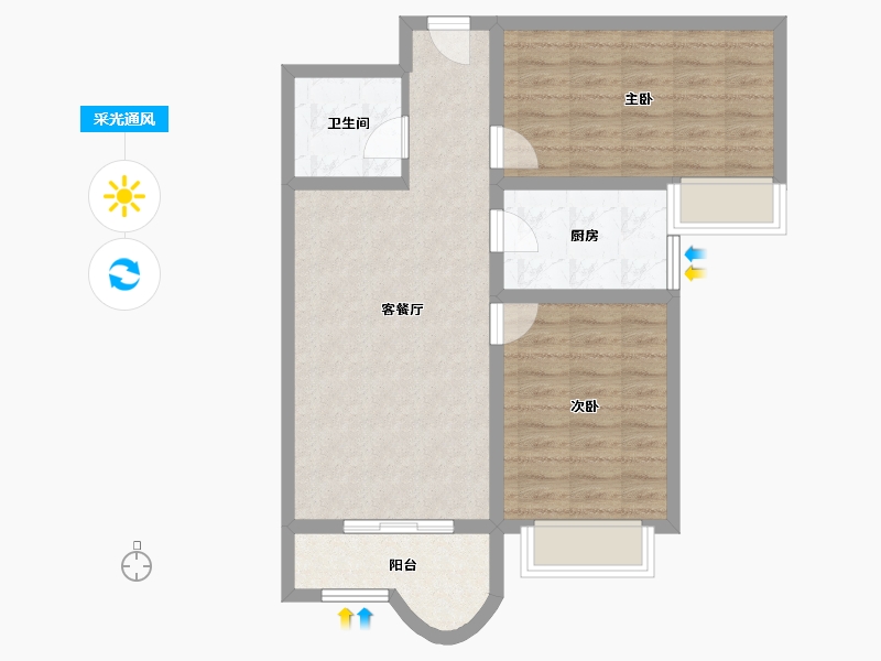 陕西省-西安市-云溪东境-69.06-户型库-采光通风