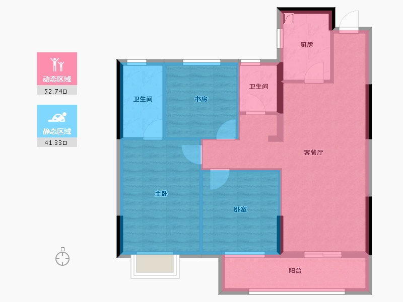 湖北省-武汉市-宝业星毓府-84.31-户型库-动静分区