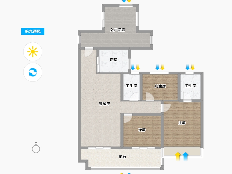 安徽省-宿州市-中煤华府-99.62-户型库-采光通风