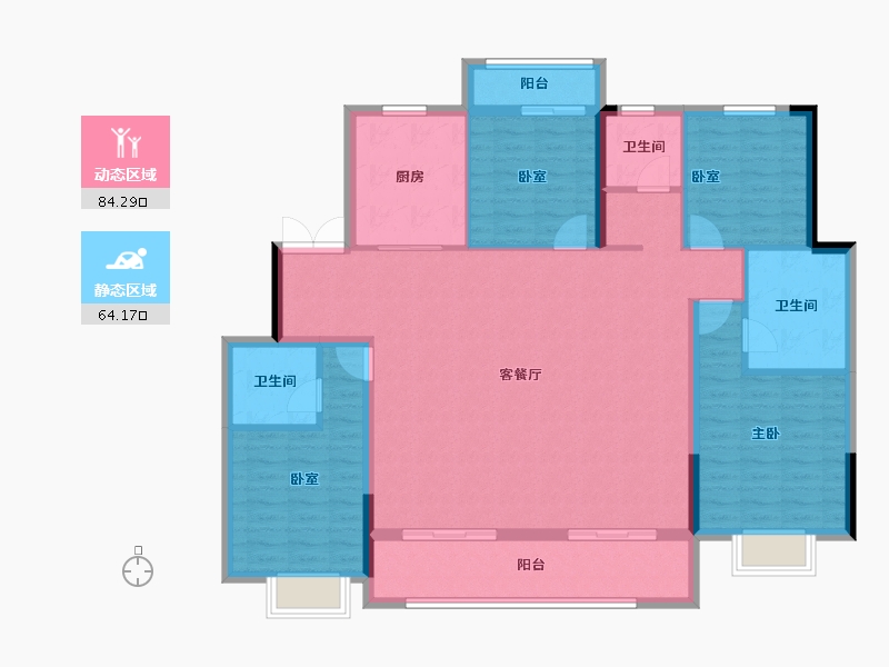 湖南省-长沙市-澳海望洲府-135.15-户型库-动静分区