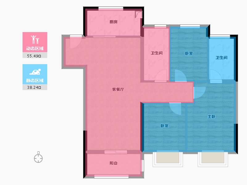 湖北省-武汉市-孔雀城航天府-84.12-户型库-动静分区