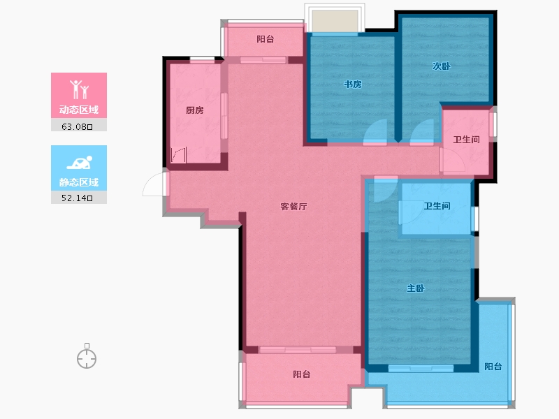 陕西省-西安市-星雨华府-101.37-户型库-动静分区