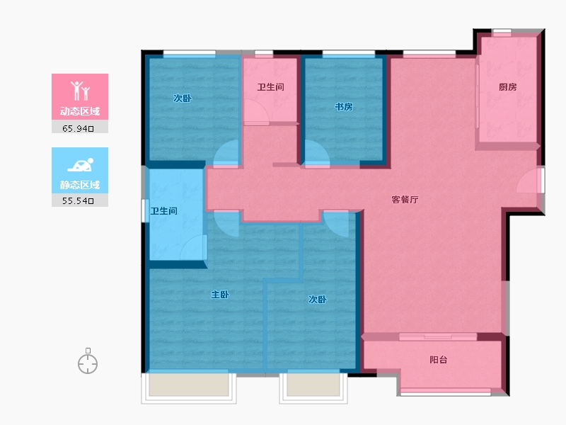 陕西省-西安市-当代境MOMΛ-108.96-户型库-动静分区