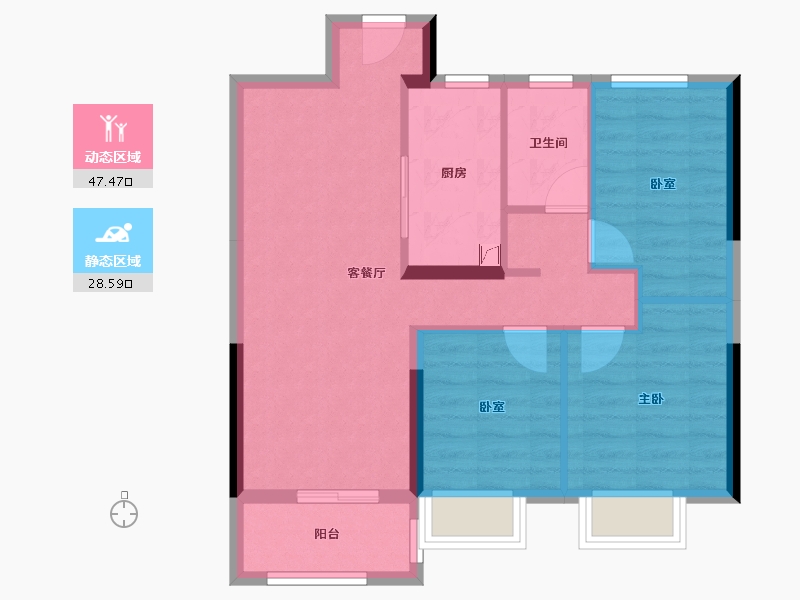 湖北省-武汉市-孔雀城航天府-67.77-户型库-动静分区