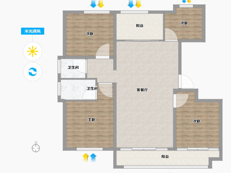 山东省-潍坊市-—象澜湾-120.81-户型库-采光通风