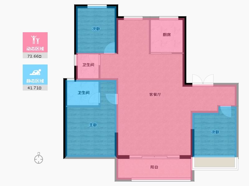 陕西省-西安市-招商央畔-104.57-户型库-动静分区