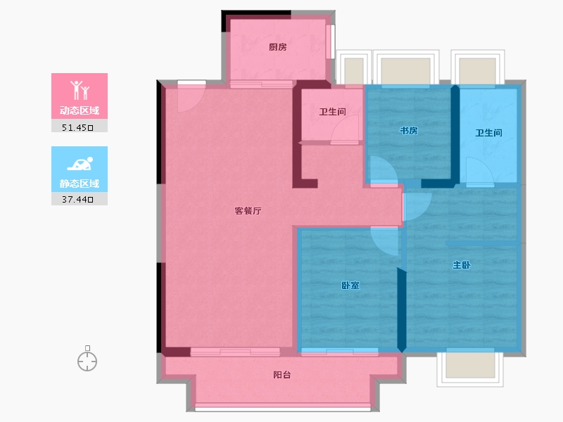 湖北省-武汉市-清能熙悦台-79.16-户型库-动静分区