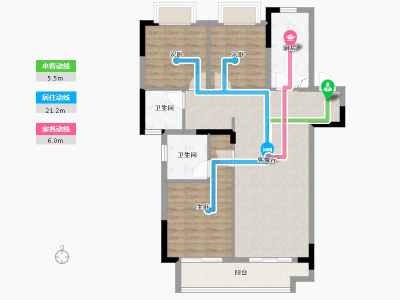 湖北省-武汉市-城投大桥龙城-83.90-户型库-动静线