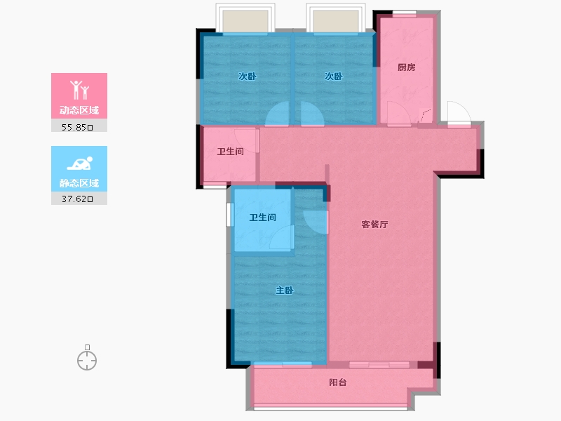 湖北省-武汉市-城投大桥龙城-83.90-户型库-动静分区