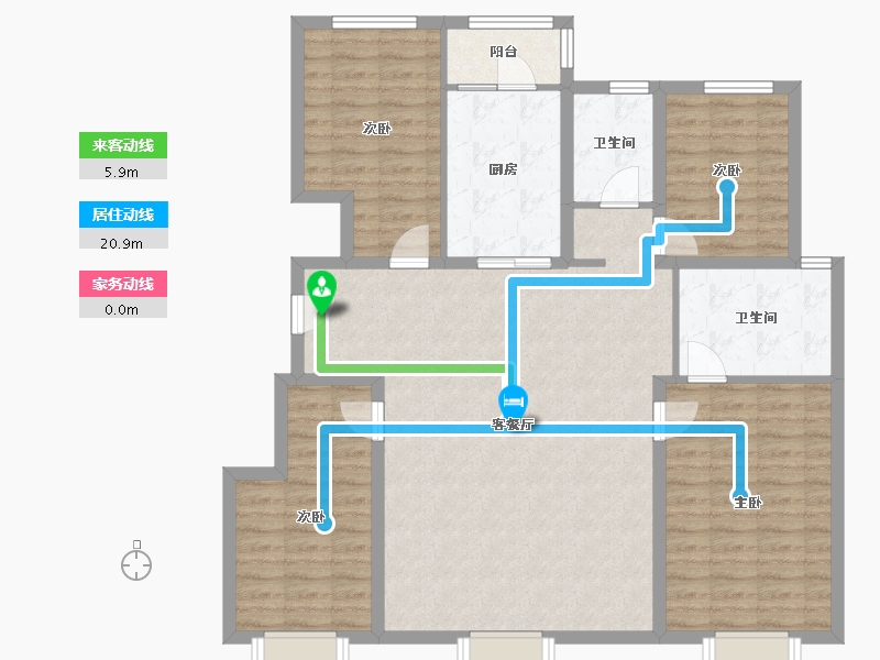 陕西省-咸阳市-龙湖天璞-117.30-户型库-动静线