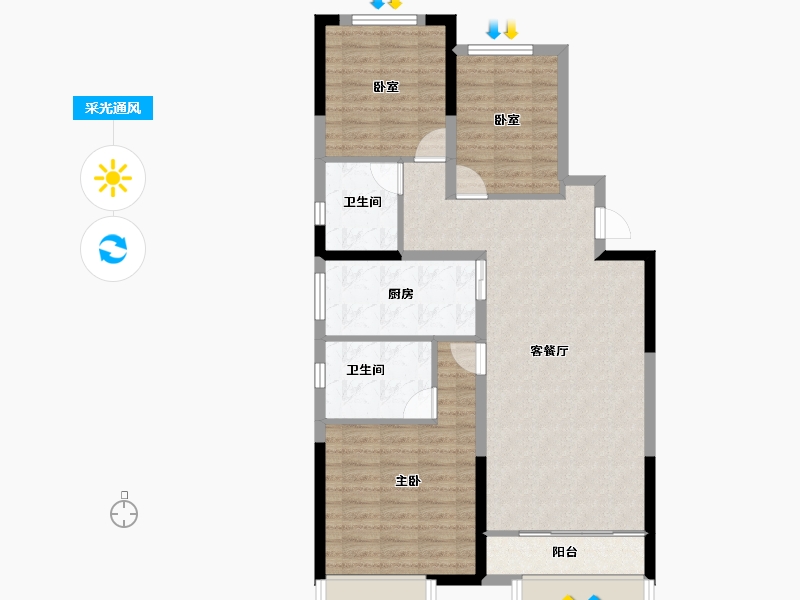 陕西省-西安市-华润置地紫云府-93.01-户型库-采光通风