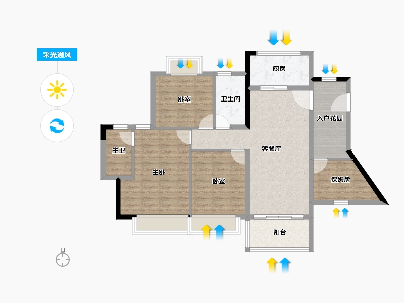 广东省-佛山市-东湖洲豪园-94.66-户型库-采光通风