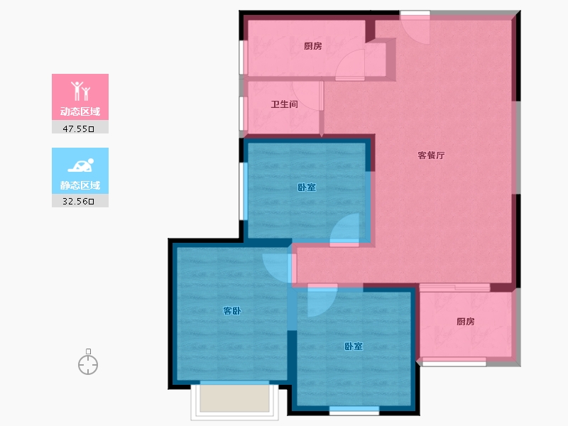 陕西省-西安市-元熙樾府-70.86-户型库-动静分区