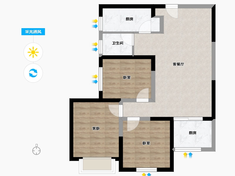 陕西省-西安市-元熙樾府-70.86-户型库-采光通风