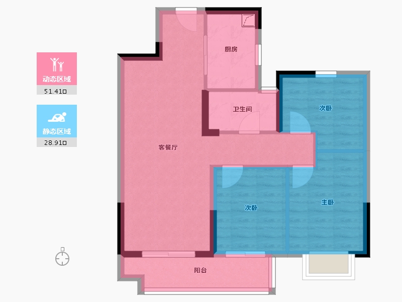 湖北省-武汉市-城投大桥龙城-71.69-户型库-动静分区