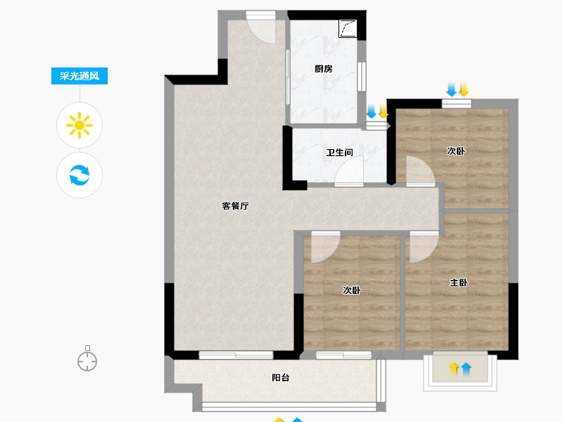 湖北省-武汉市-城投大桥龙城-71.69-户型库-采光通风