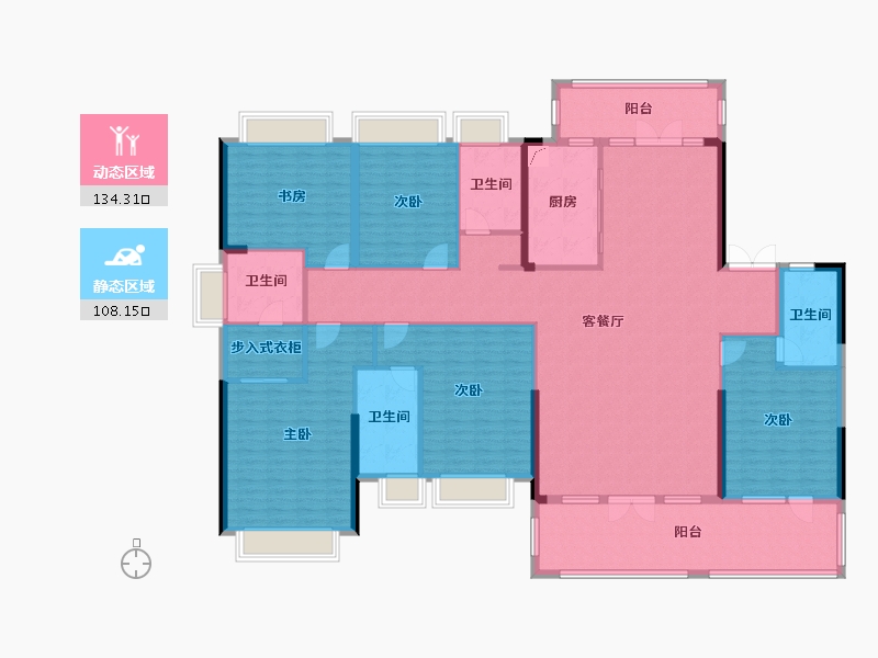 湖北省-武汉市-德雅国际城-221.62-户型库-动静分区