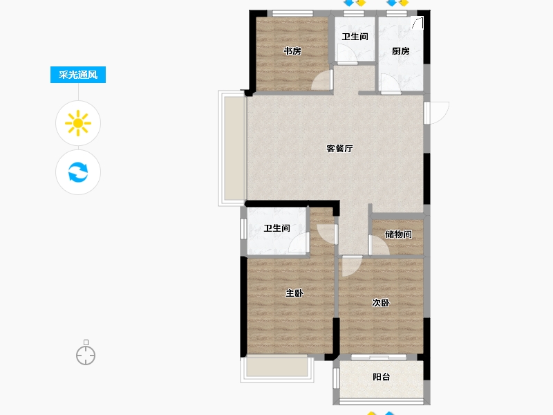 浙江省-绍兴市-云熙望府-88.00-户型库-采光通风