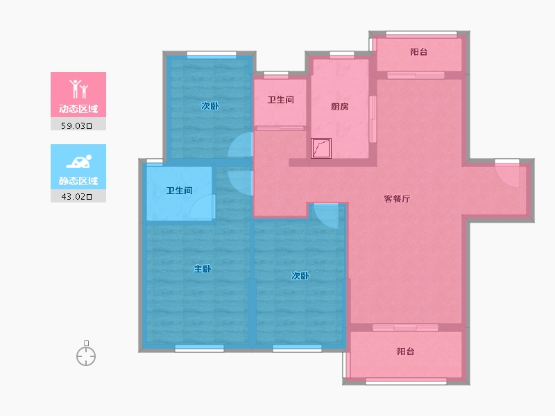 湖北省-武汉市-海林康桥官邸-91.00-户型库-动静分区