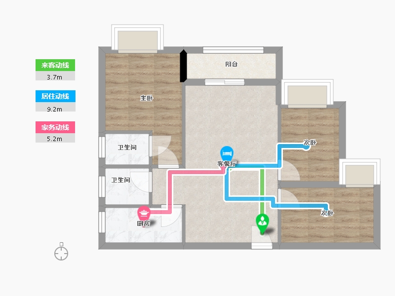 广东省-梅州市-锦正华府-105.00-户型库-动静线