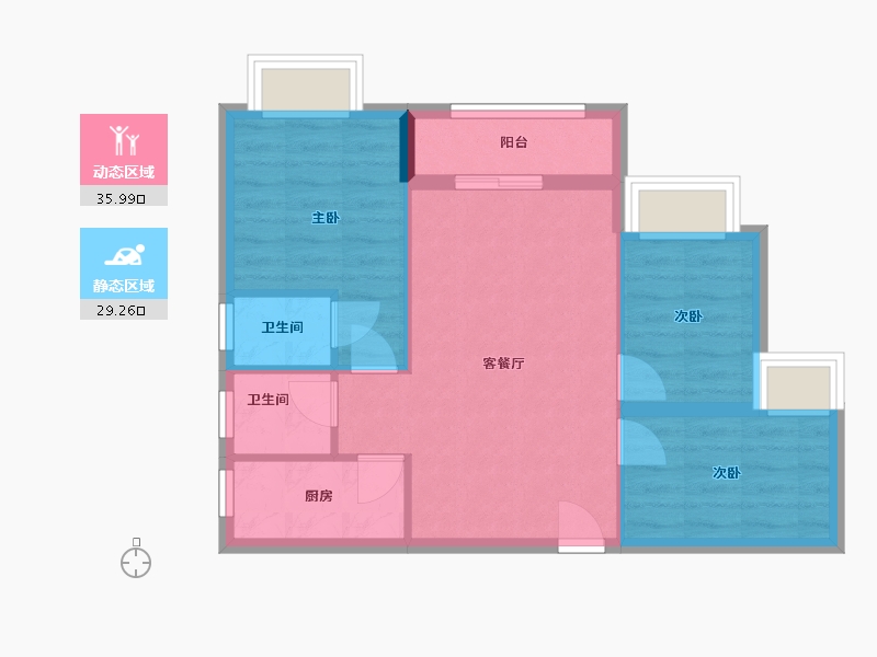 广东省-梅州市-锦正华府-105.00-户型库-动静分区