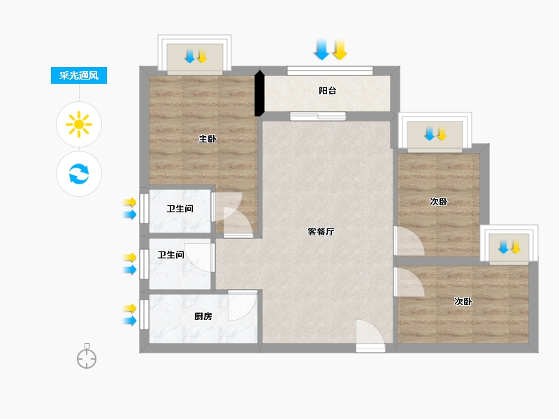 广东省-梅州市-锦正华府-105.00-户型库-采光通风