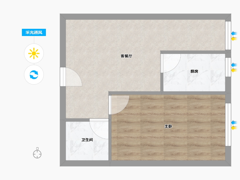 陕西省-西安市-当代宏府MOMA-37.75-户型库-采光通风