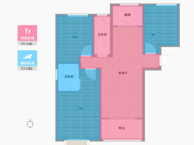 陕西省-西安市-盛唐融城-97.66-户型库-动静分区