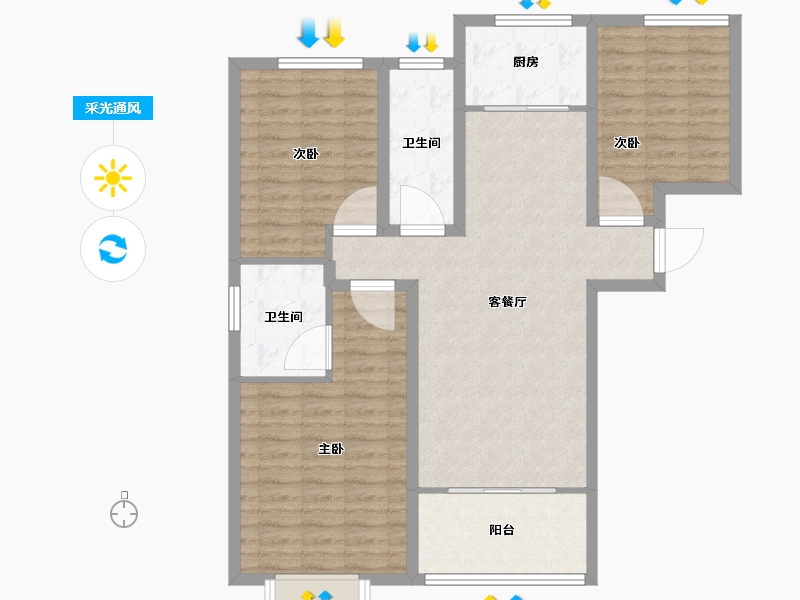 陕西省-西安市-盛唐融城-97.66-户型库-采光通风